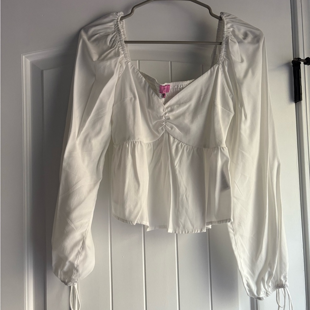 Miami White Long Sleeve Blouse